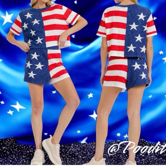 DAY & MOON patriotic light knit flag shorts size SMALL - Picture 3 of 4